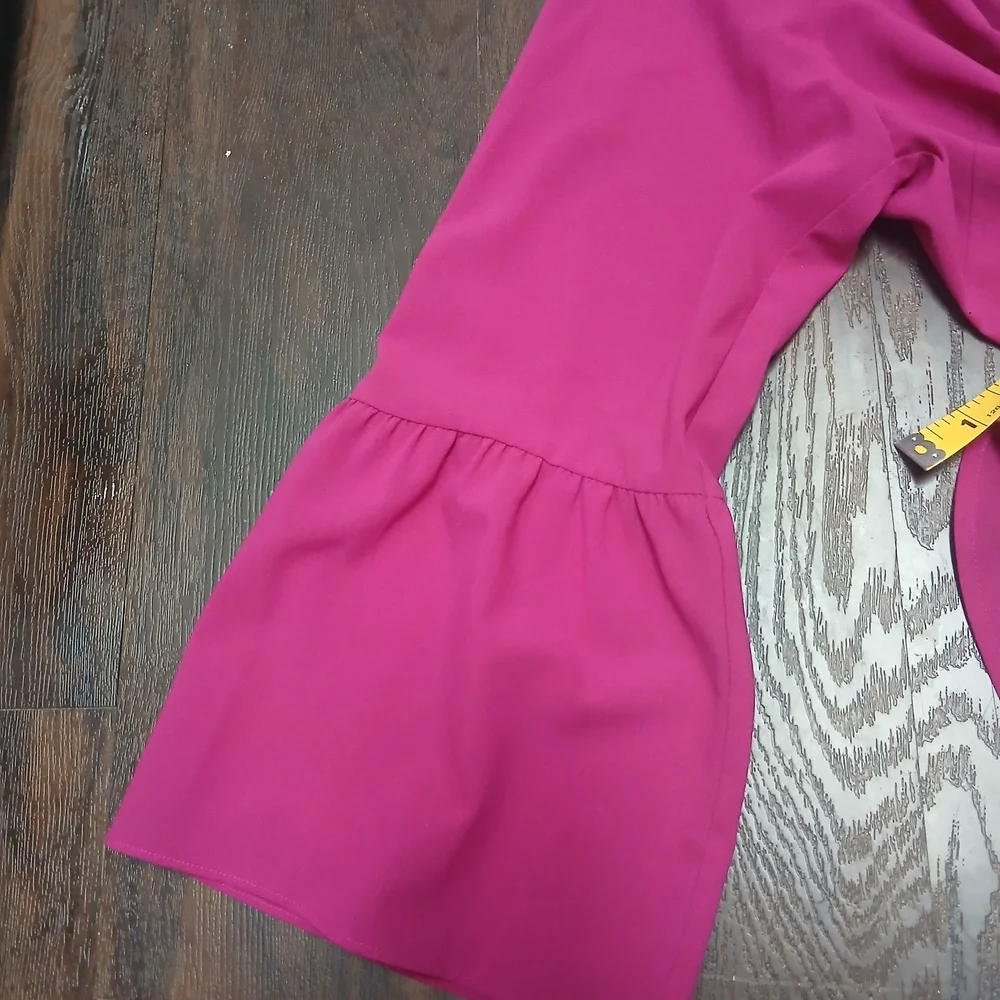 J. Crew Fuchsia V-Neck Bell Sleeve Blouse